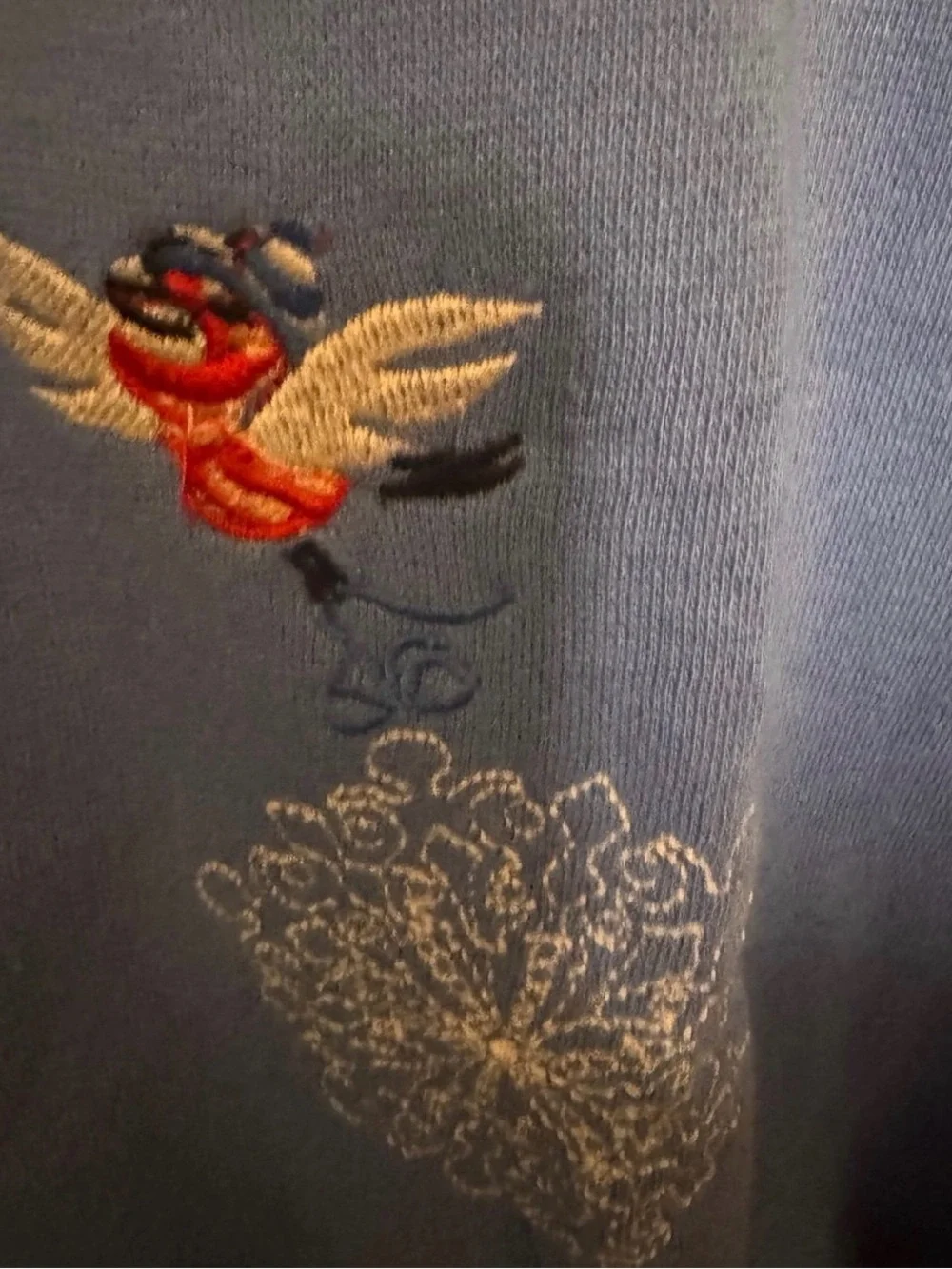 BonWorth Vintage Blue Embroidered Bird Cardigan Sweater - Size Medium